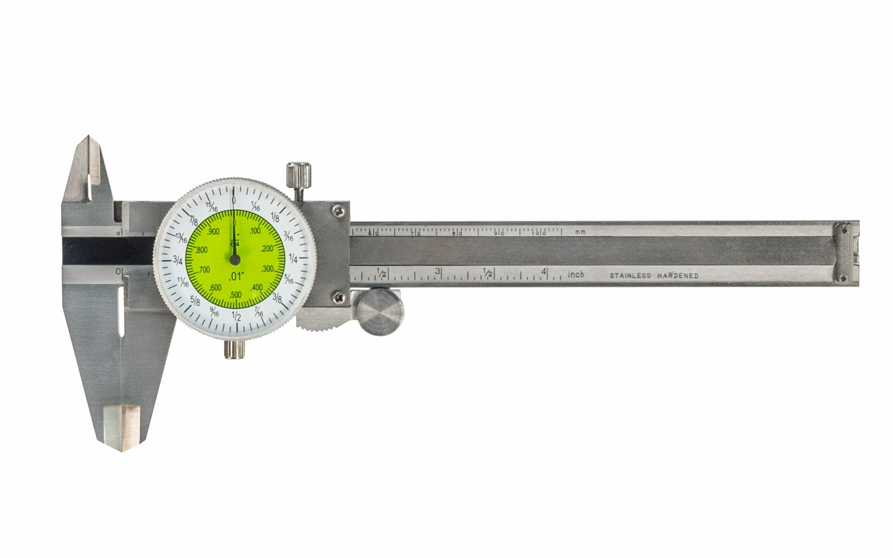 4" Fractional Inch Dial Pocket Caliper - 1/64" & .01 Grads