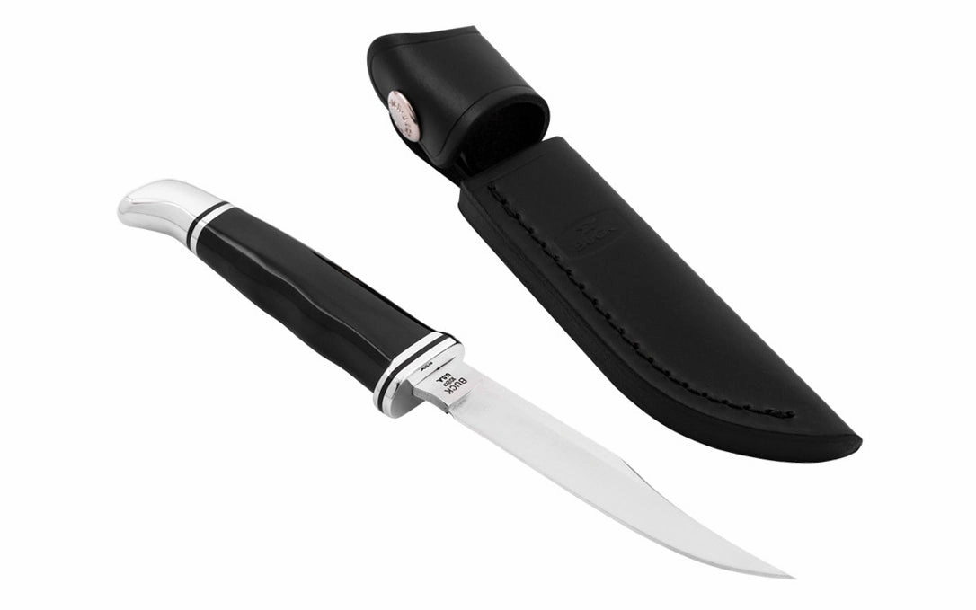 Buck Knives 102 Woodsman Knife & Sheath - Fixed Blade with Black Handle
