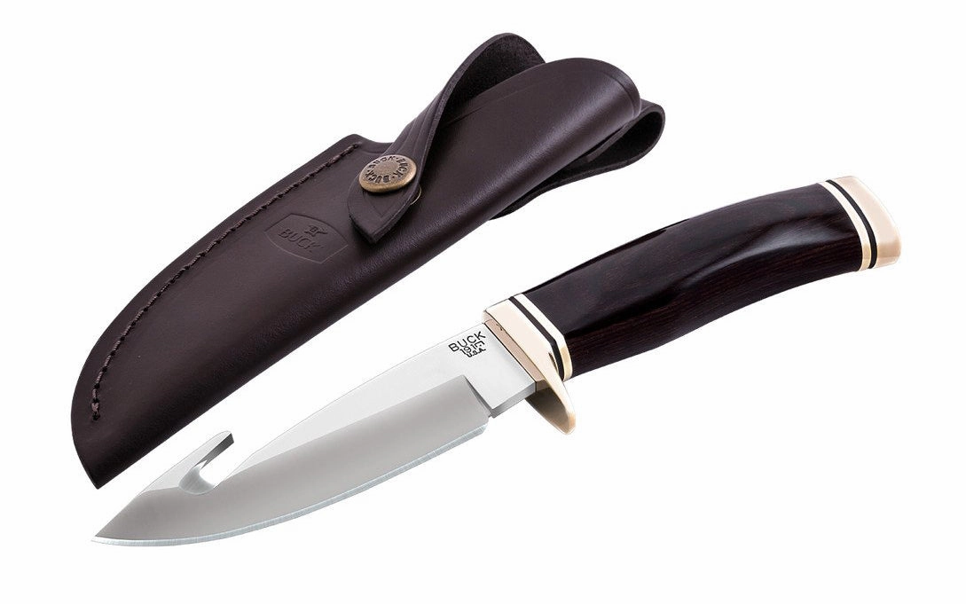 Buck Knives Zipper Knife & Sheath - Fixed Blade with Walnut Dymalux Handle