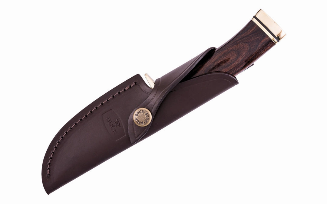 Buck Knives Zipper Knife & Sheath - Fixed Blade with Walnut Dymalux Handle