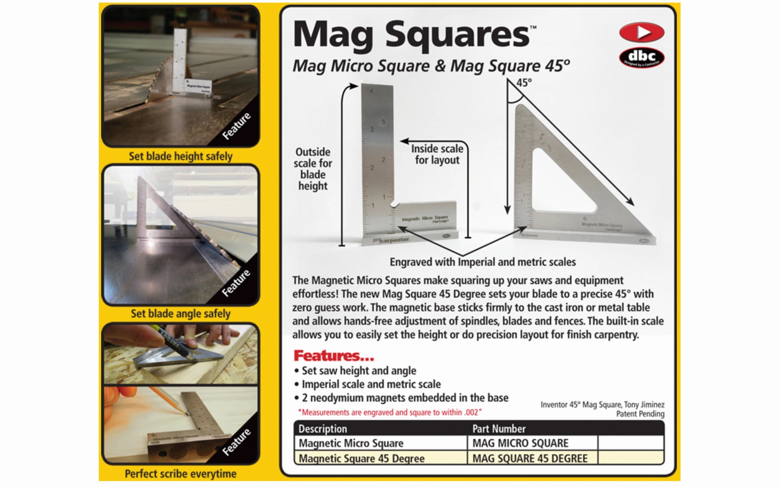 FastCap 3-3/4" Magnetic 45 Square
