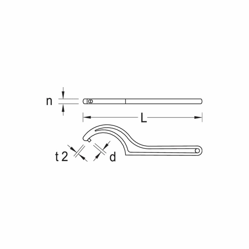 Gedore 6337200 Hook wrench with pin, 68-75 mm