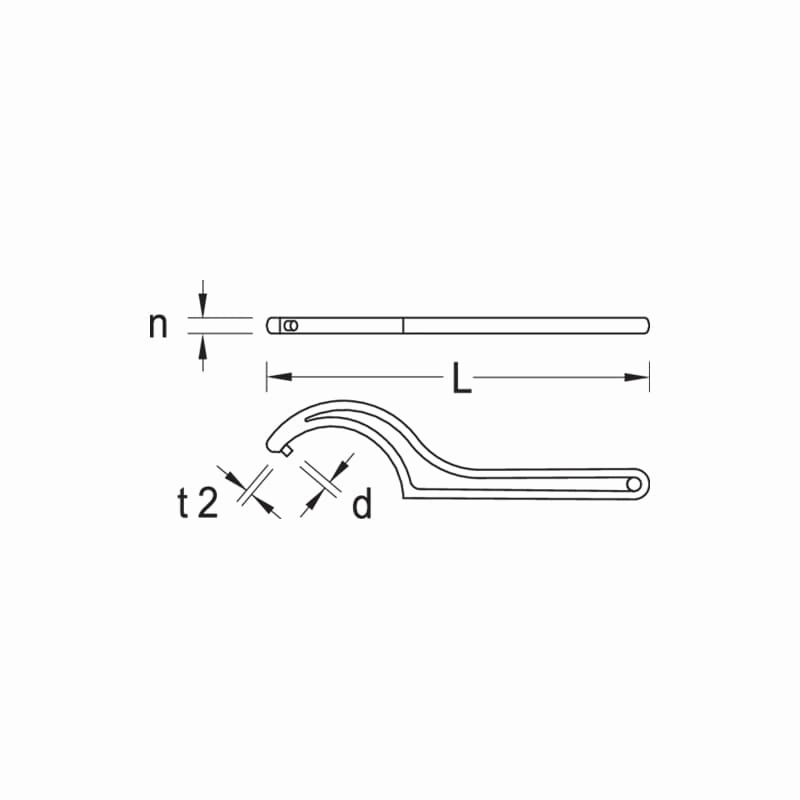 Gedore 6337630 Hook wrench with pin, 120-130 mm