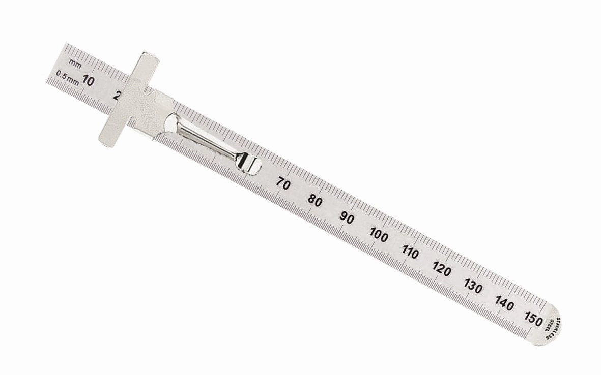 General Tools 6" Flexible Stainless Rule With Pocket Clip - Metric (mm, 0.5 mm)