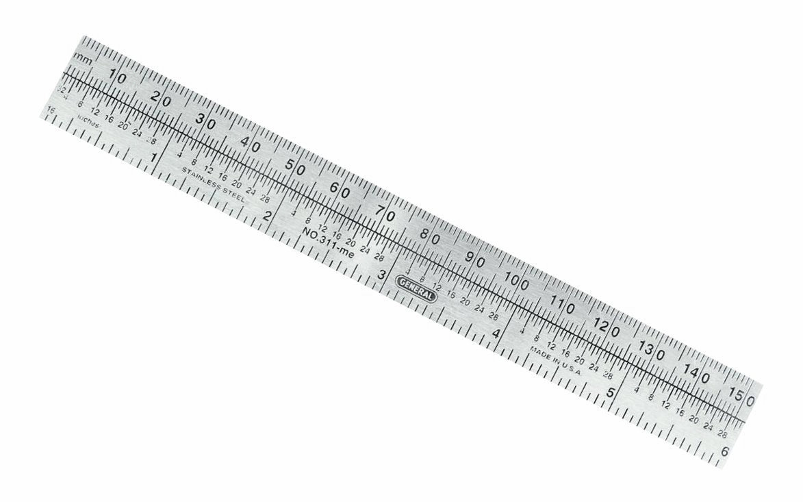 General Tools 6" Flexible Stainless Steel Rule (MM, 16ths, 32nds)
