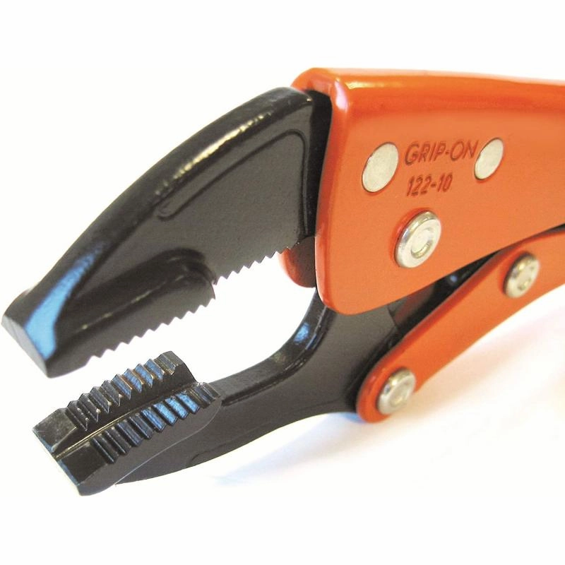 Grip-On 12210 0-Inch General Purpose Locking Pliers, Flat and Convex in Orange Epoxy