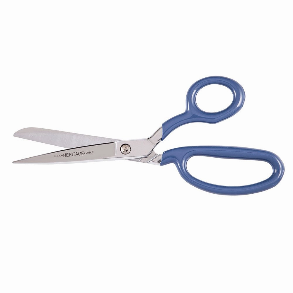 Heritage Cutlery 208LRBLUP 8'' Bent Trimmer w/ Large Ring / Blue Coating Retail Package