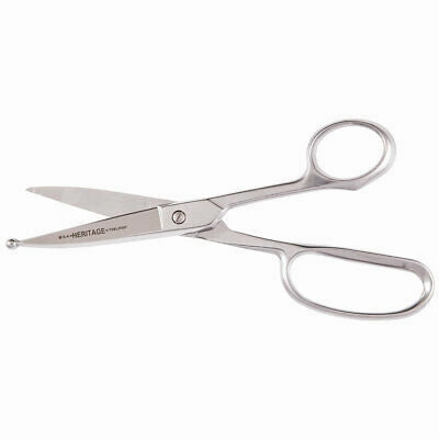 Heritage Cutlery 758LRBP 9'' Straight Stainless Trimmer w/ Large Ring / Ball Tip