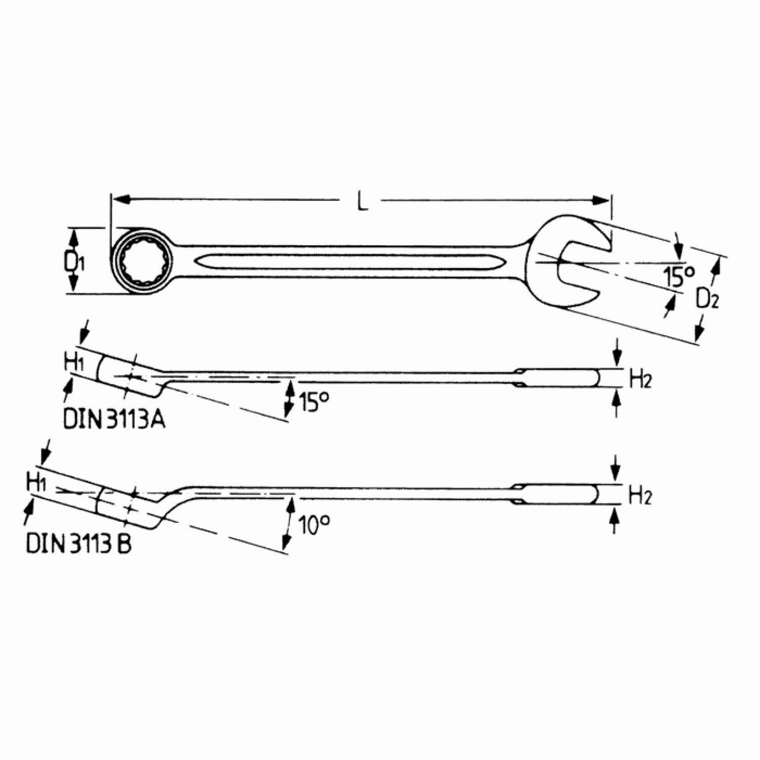 Heyco 00400632582 Combination Wrenches, AF-Sizes 9/16 Inch Length - 180 mm