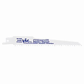 Ideal 36-088 Recip. Blade, Plaster/Drywall, 6 x 3/4 x .050, 6 TPI