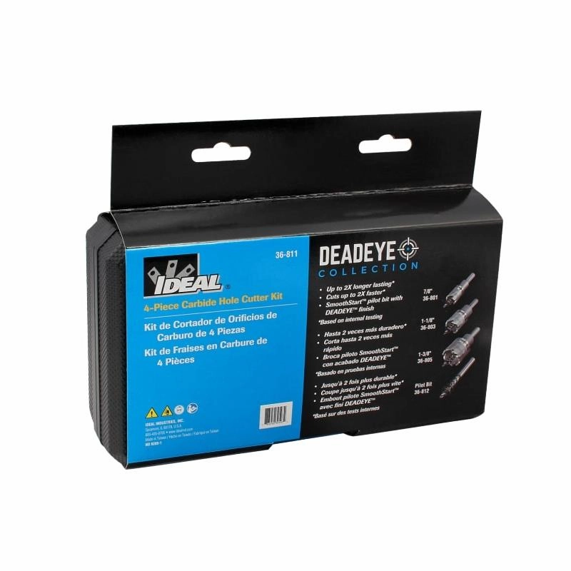 Ideal 36-811 Deadeye Carbide Tipped Hole Cutter, 4 PieceKit