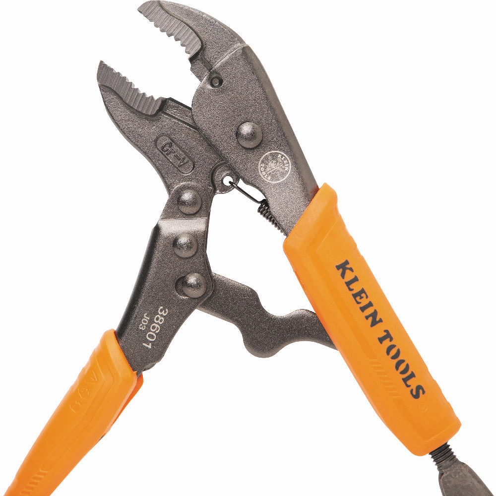 Klein Tools 38665 Locking Pliers, Long Nose 6", Curved Jaw 7" & 10", 3 Pc.