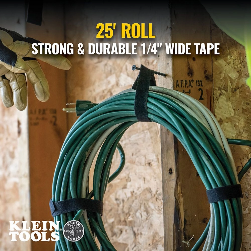 Klein Tools 450-960 Hook and Loop Tape, 3/4-Inch, 25-Foot, White, Custom Length Cable Ties