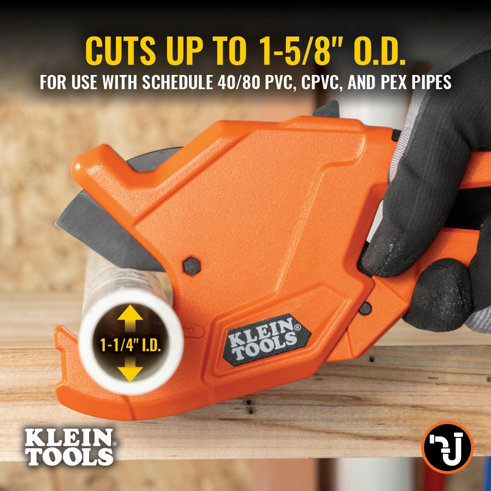 Klein Tools 50044 Precision Ratcheting PVC Pipe Cutter, 1 1/4"