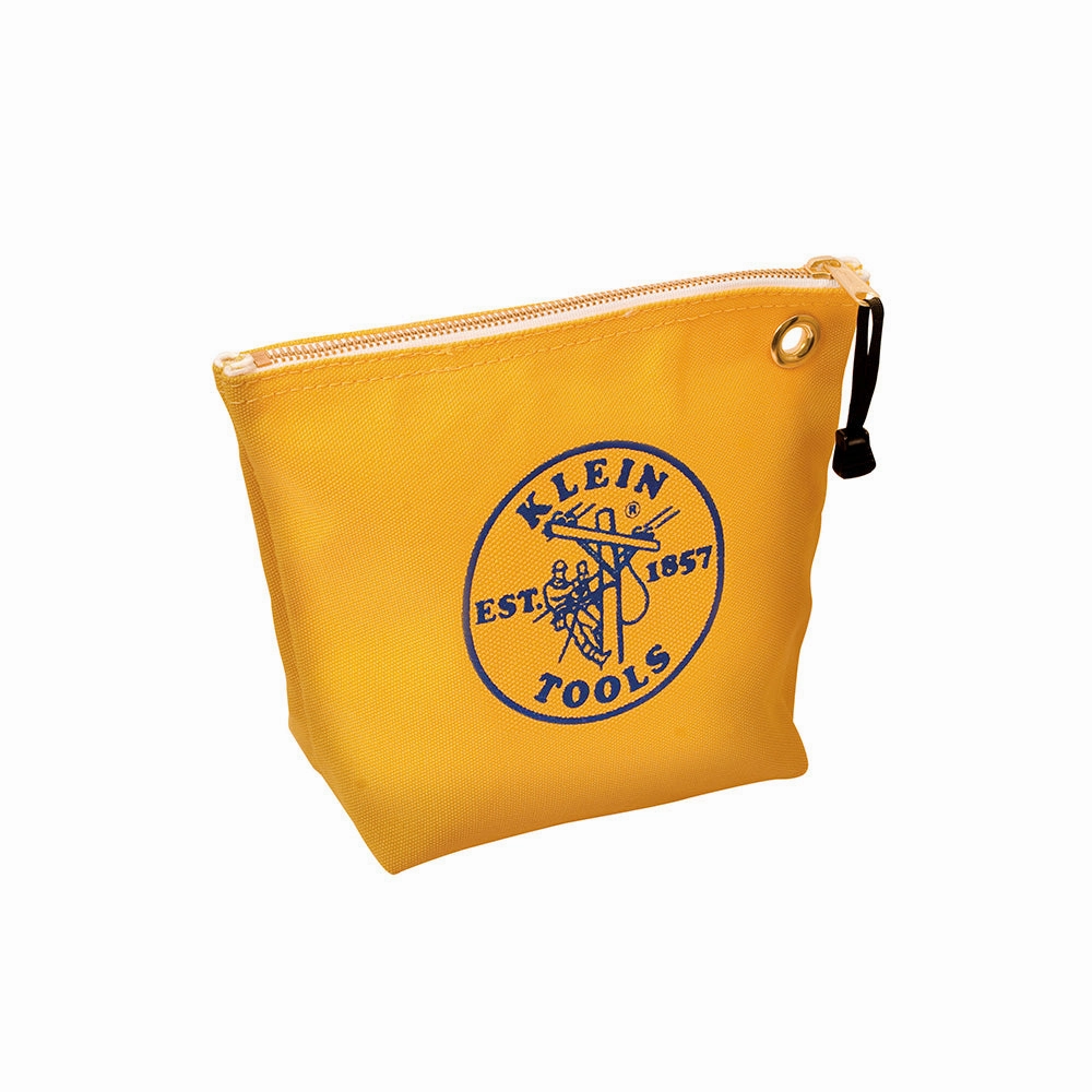 Klein Tools 5539YEL Canvas Zipper Pouch, 10-Inch Tool Bag Storage Organizer, Yellow