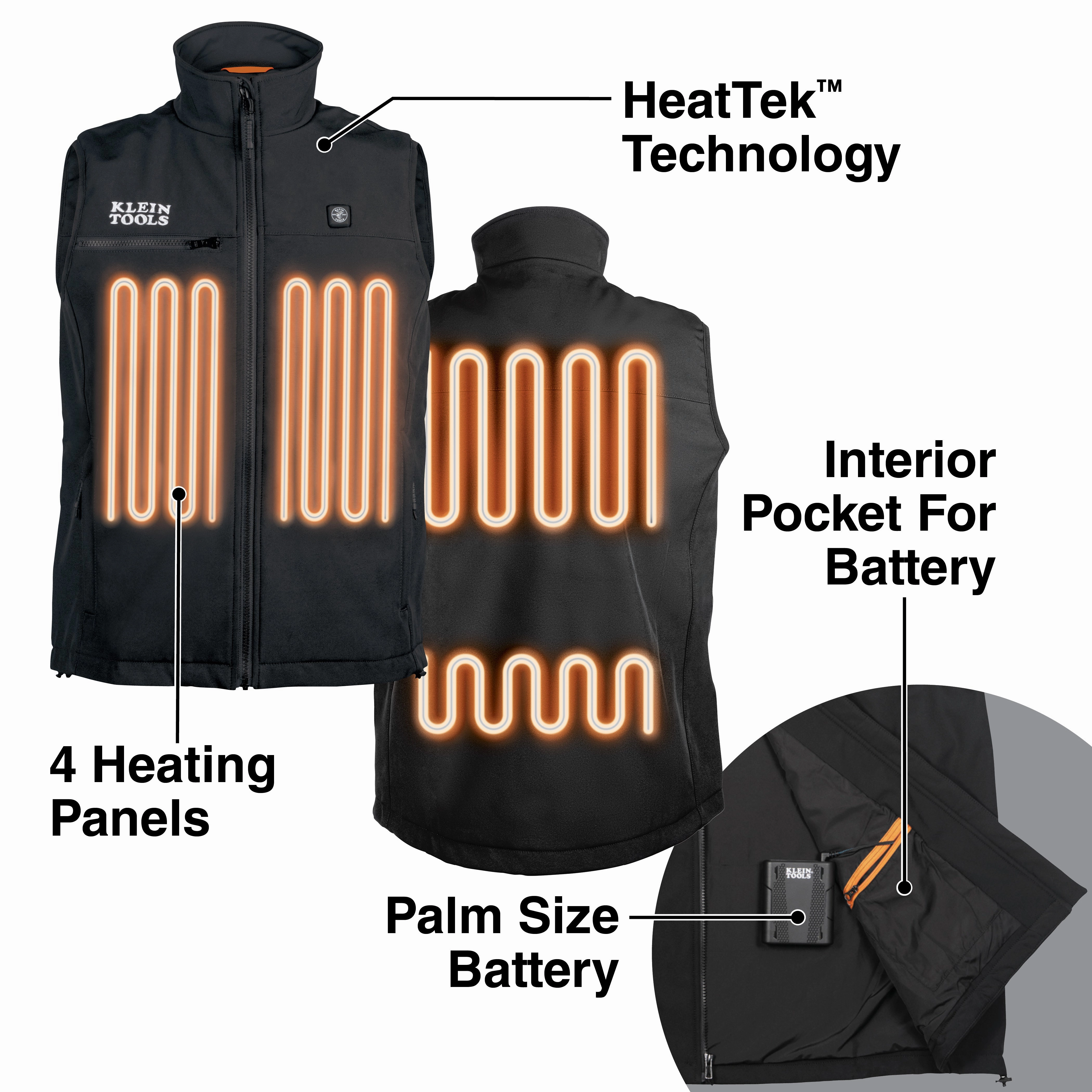 Klein Tools 60955 Heated Base Layer Vest, Extra-Large