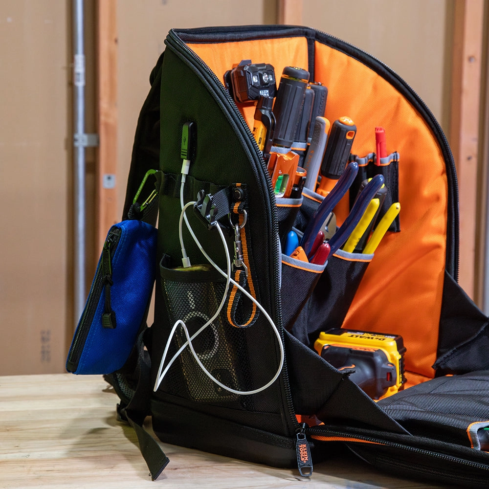 Klein Tools 62482 Tradesman Pro Tool Station Tool Bag Backpack, 27 Pockets