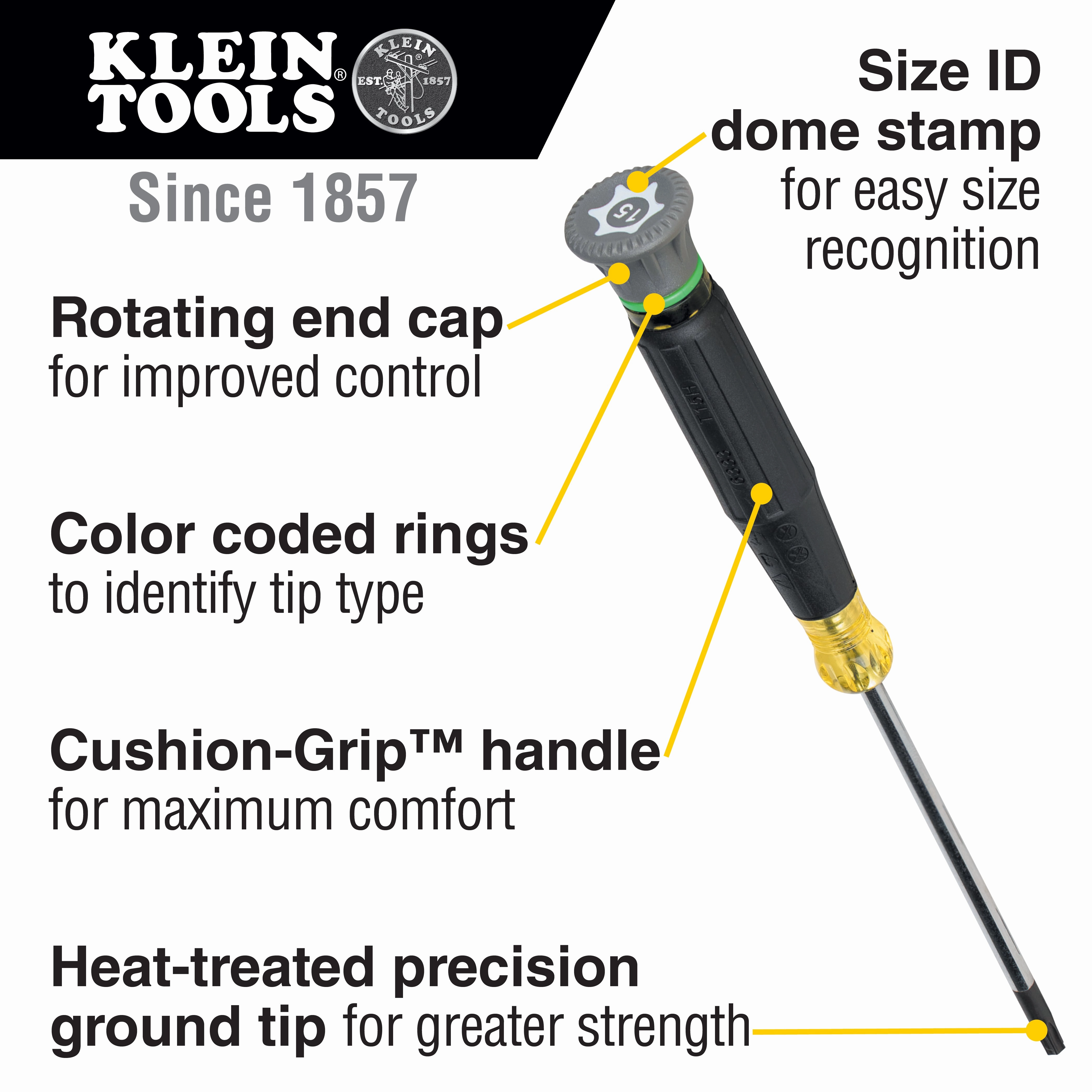Klein Tools 6333 Precision Screwdriver, T15H TORX, 3" Shank