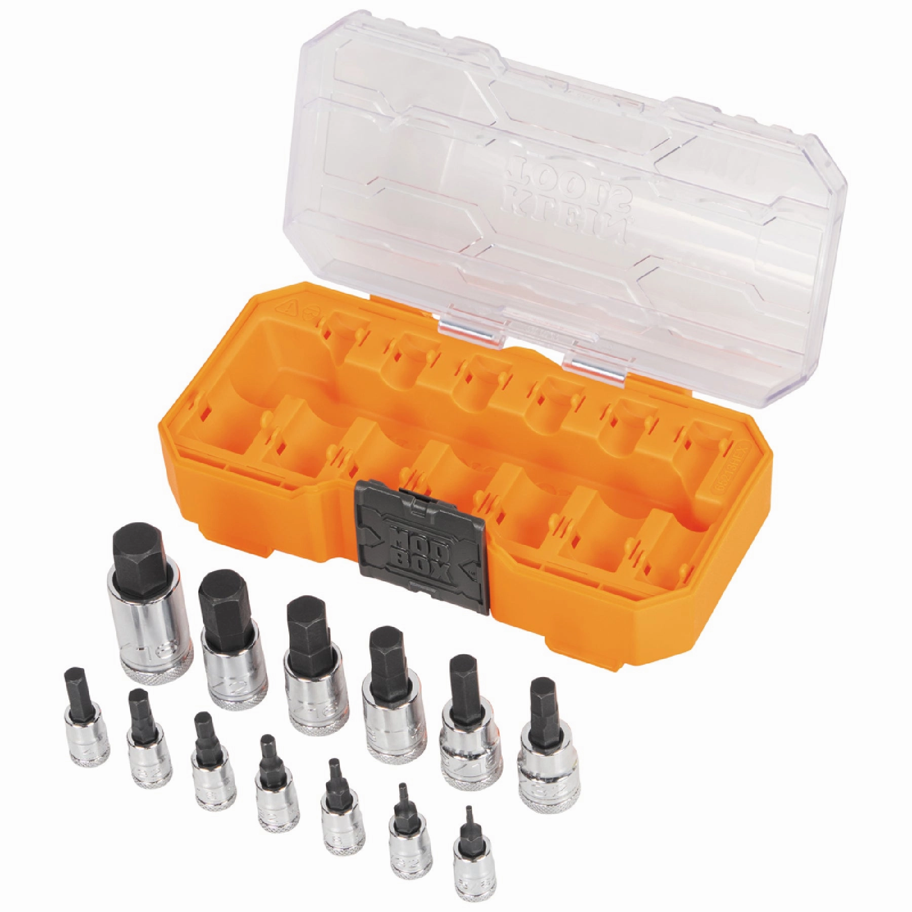 Klein Tools 65213HEX Knurled Hex Bit Socket Set, SAE, 13 Pc.