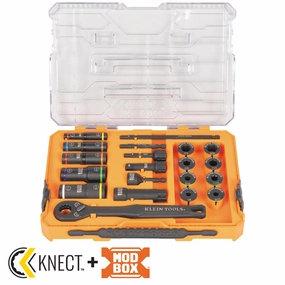 Klein Tools 65240 KNECT Impact Pass Through and Deep-Well Flip Socket Set, 20 Pc.