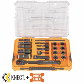 Klein Tools 65240 KNECT Impact Pass Through and Deep-Well Flip Socket Set, 20 Pc.