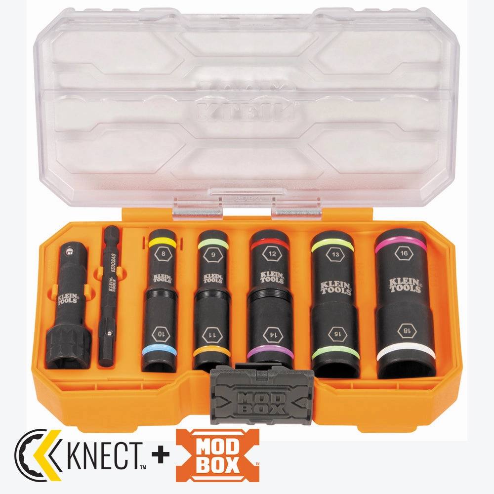 Klein Tools 65619  KNECT Flip-10 Heavy Duty Flip Impact Socket Set, Metric, 8 Pc.