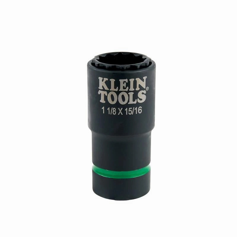 Klein Tools 66016 2-in-1 Impact Socket, 12-Point, 1-1/8 and 15/16-Inch