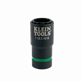 Klein Tools 66016 2-in-1 Impact Socket, 12-Point, 1-1/8 and 15/16-Inch