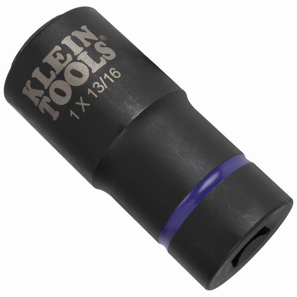 Klein Tools 66065 2-in-1 Deep Impact Socket, 6-Point 1-Inch and 13/16-Inch Hex Socket Sizes, Use with Impact Wrenches BAT20-CW, BAT20-CW