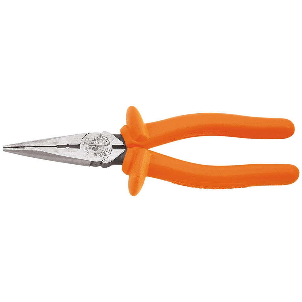 Klein Tools D203-8N-INS Insulated Heavy Duty Long-Nose Side Cutting Pliers