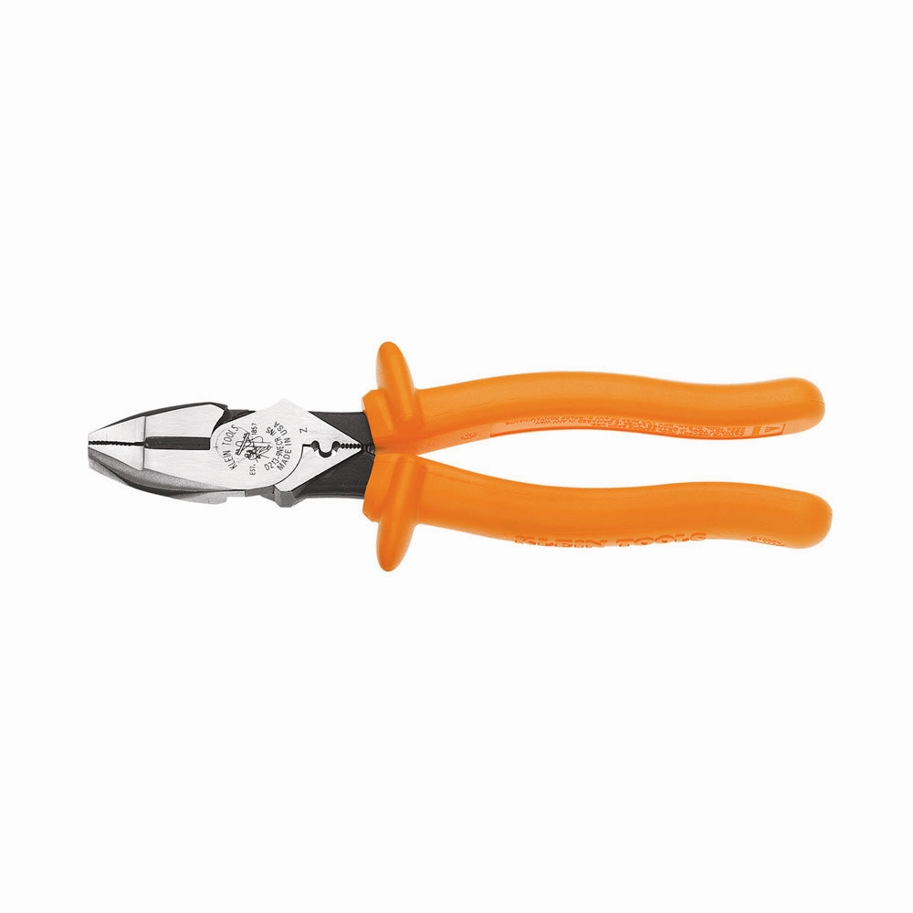 Klein Tools D213-9NE-CR-INS 9" Insulated High-Leverage Side-Cutting Pliers-Connector Crimping