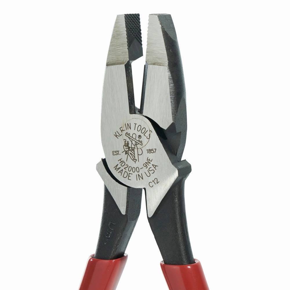 Klein Tools HD2000-9NE Heavy-Duty Linemans Pliers, Thicker-Dipped Handle