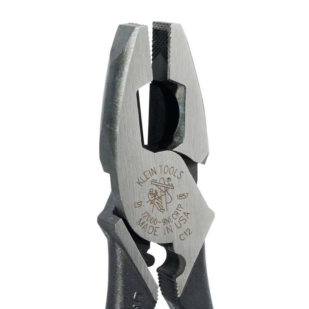 Klein Tools J2000-9NECRTP Lineman's Pliers, Fish Tape Pull/Crimping, 9-Inch