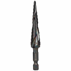 Klein Tools QRST01 Step Drill Bit, Quick Release, Spiral Flute, 1/8 to 1/2"