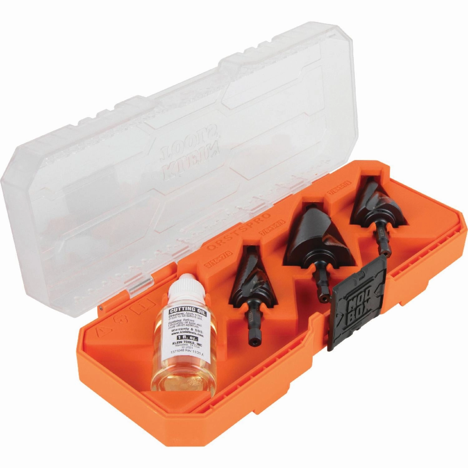 Klein Tools QRSTSPRO Premium Electrician's Quick Release Step Bit Set, 1/4", 3 Pc.