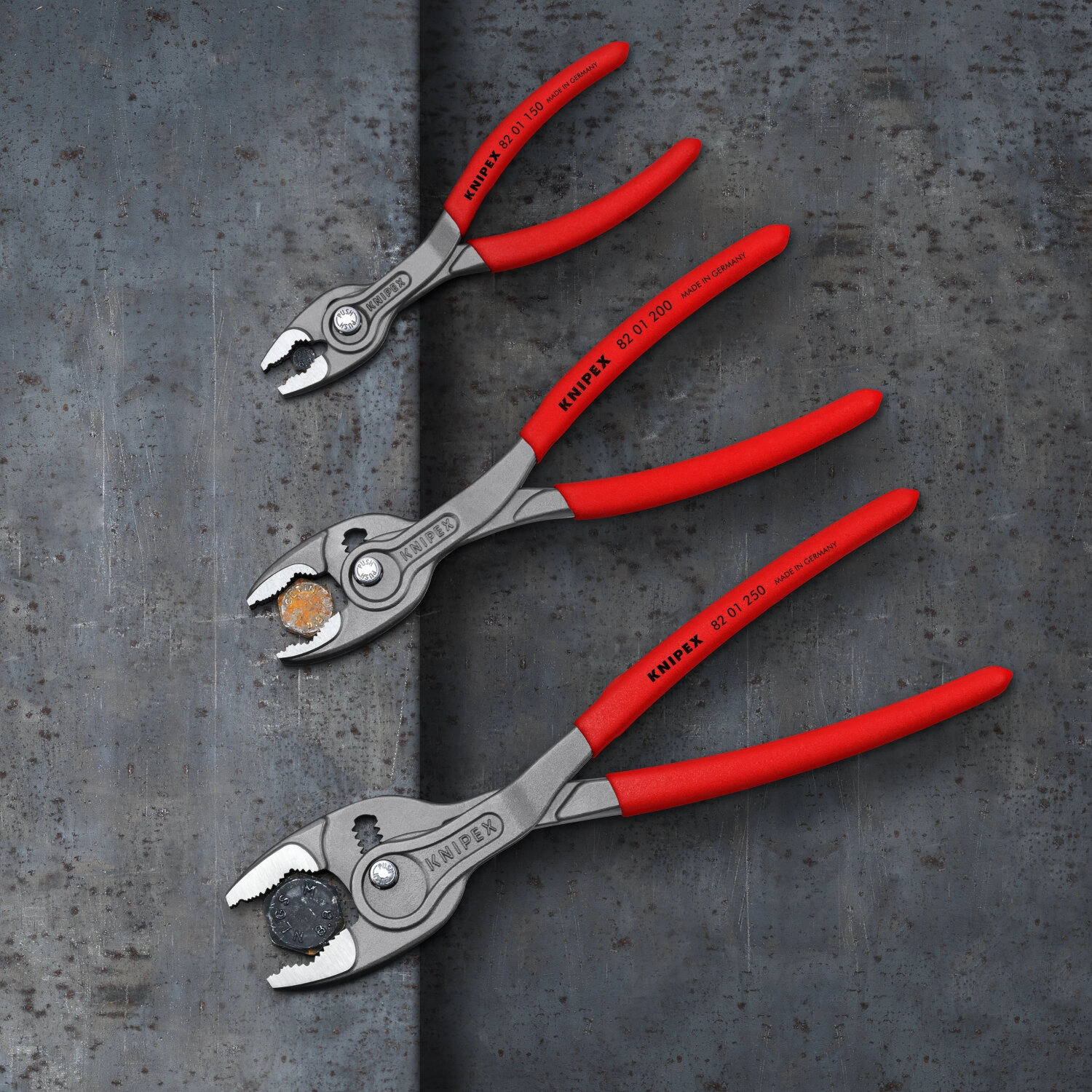 Knipex 00 19 61 V01 TwinGrip Plastic Dipped Pliers Set and Tool Roll, 6", 8" and 10"