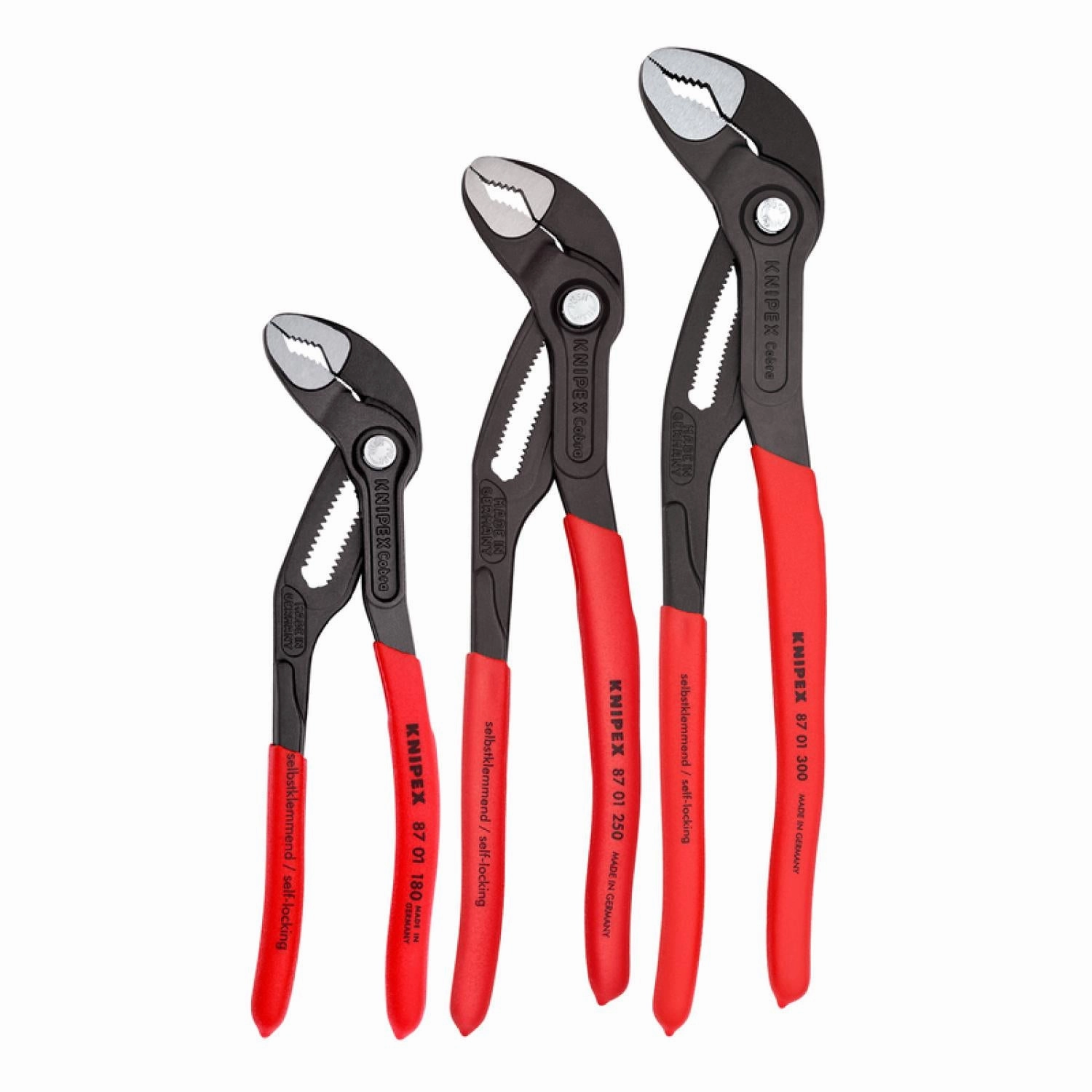 KNIPEX 00 20 06 US1, Cobra Pliers 7, 10, and 12-Inch Set, 3-Piece