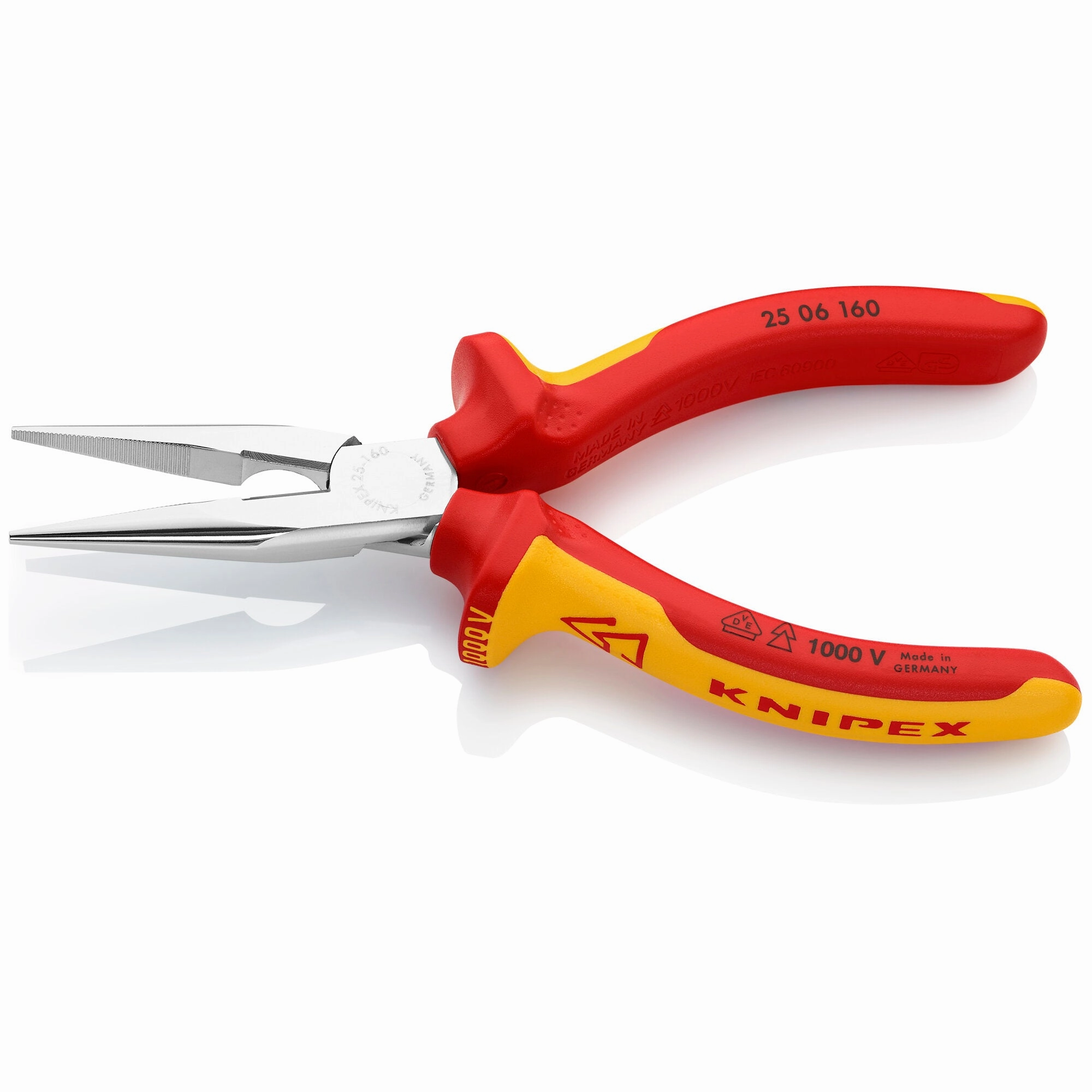 Knipex 25 06 160 6 1/4" Long Nose Pliers with Cutter-1000V Insulated