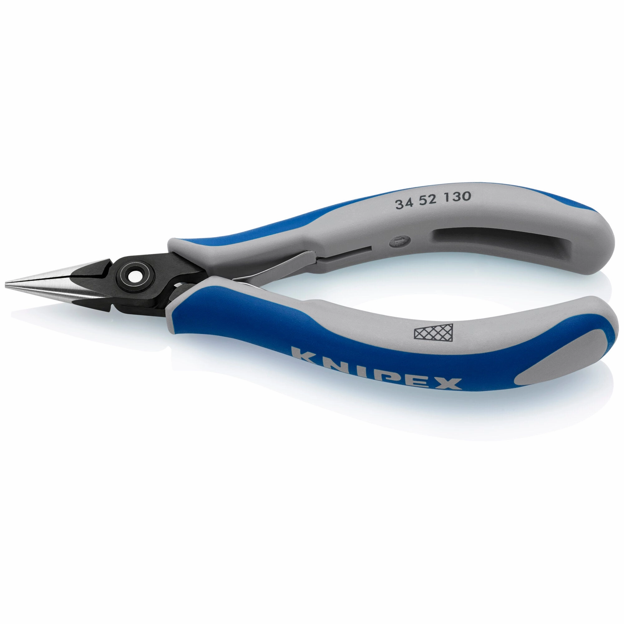 Knipex 34 52 130 5 1/4" Electronics Pliers-Half Round Tips, Cross-Hatched