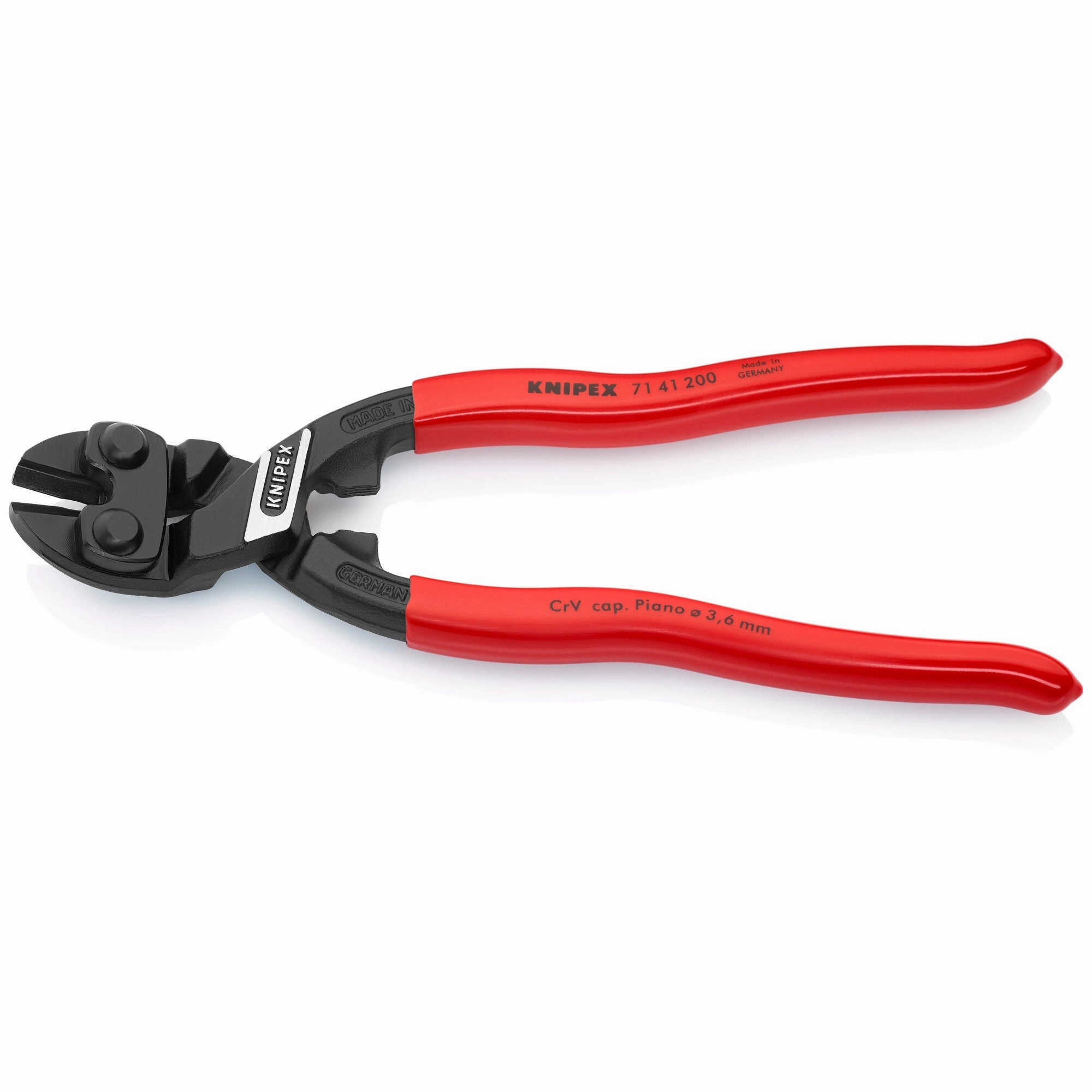 Knipex 71 41 200 8" CoBolt High Leverage 20 Angled Compact Bolt Cutters-Notched Blade