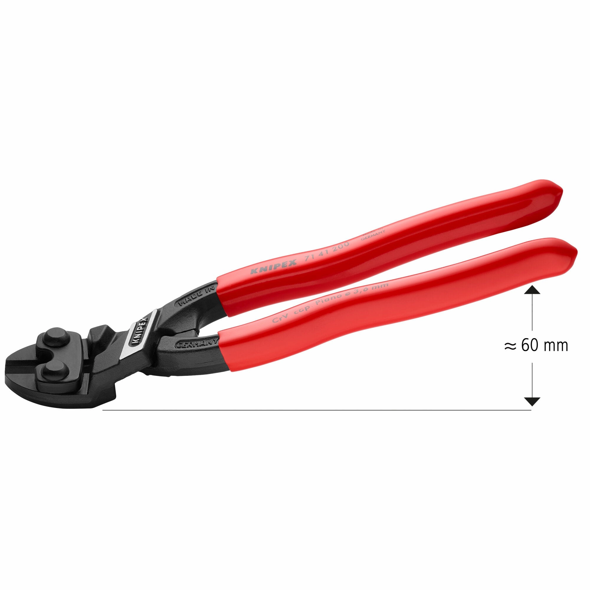 Knipex 71 41 200 8" CoBolt High Leverage 20 Angled Compact Bolt Cutters-Notched Blade