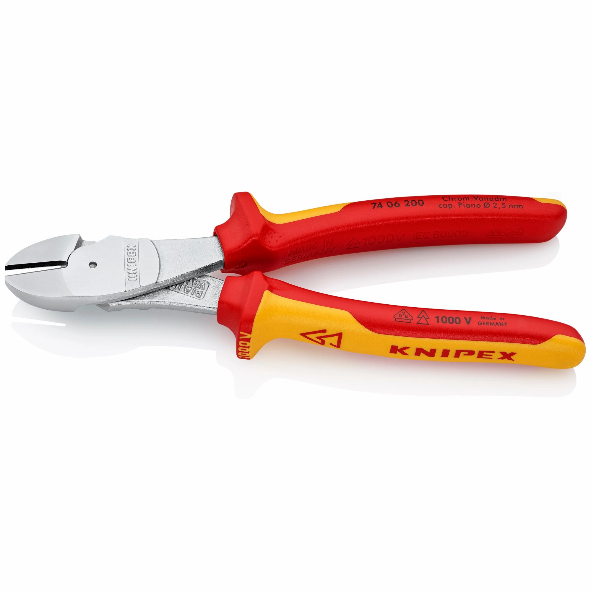 Knipex 74 06 200 8" High Leverage Diagonal Cutters-1000V Insulated