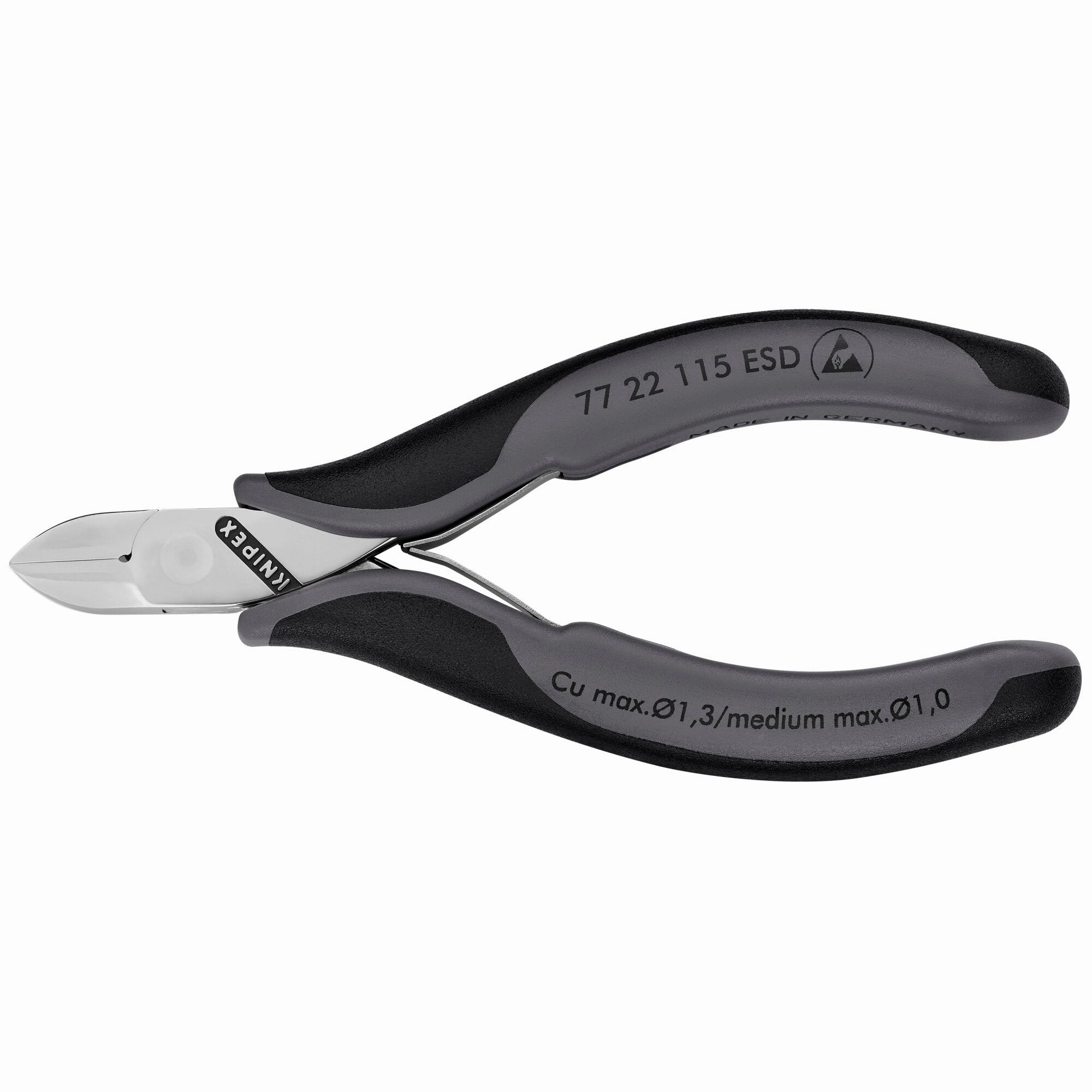 Knipex 77 22 115 ESD 4 1/2" Electronics Diagonal Cutters-ESD Handles