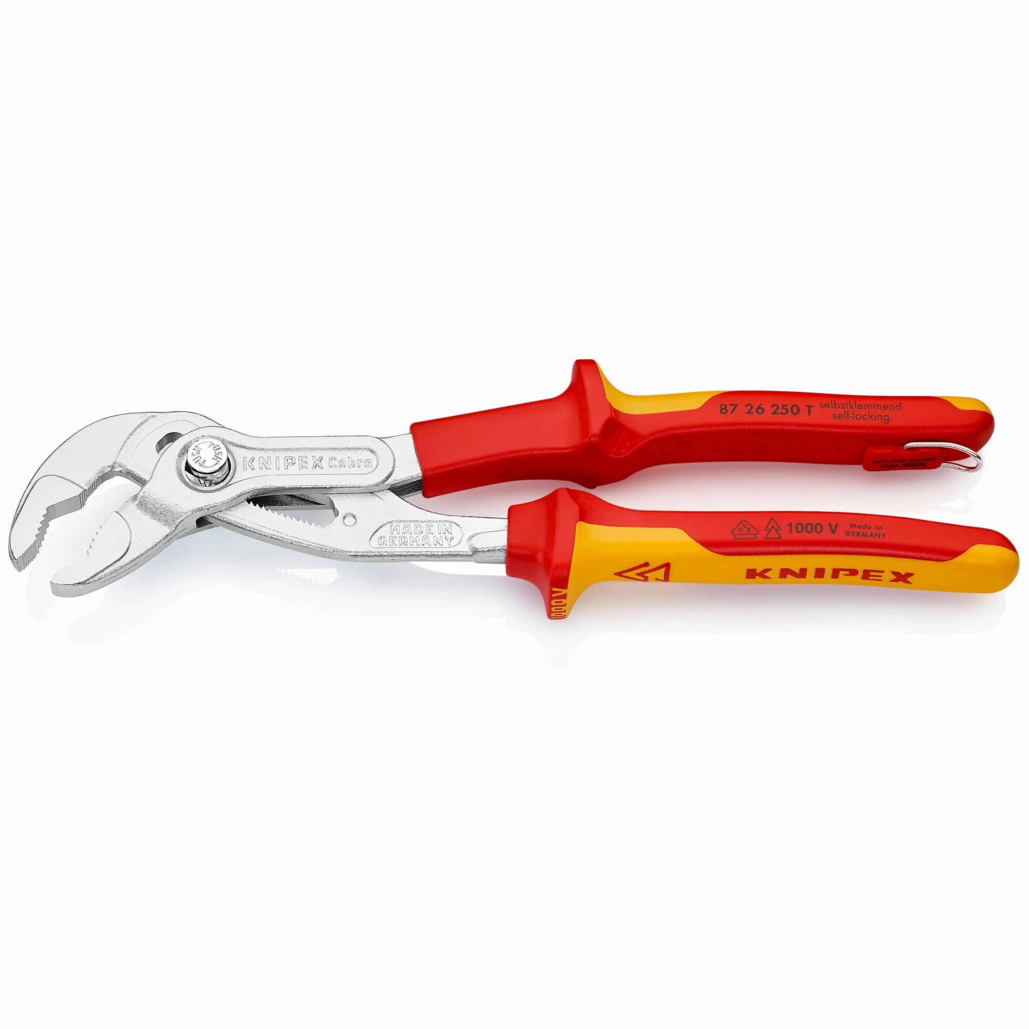 Knipex 87 26 250 T 10" Cobra High-Tech Water Pump Pliers-1000V Insulated-Tethered Attachment