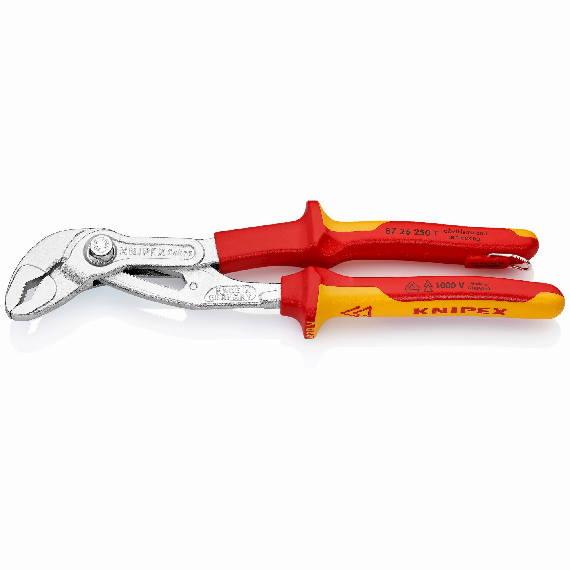 Knipex 87 26 250 T 10" Cobra High-Tech Water Pump Pliers-1000V Insulated-Tethered Attachment