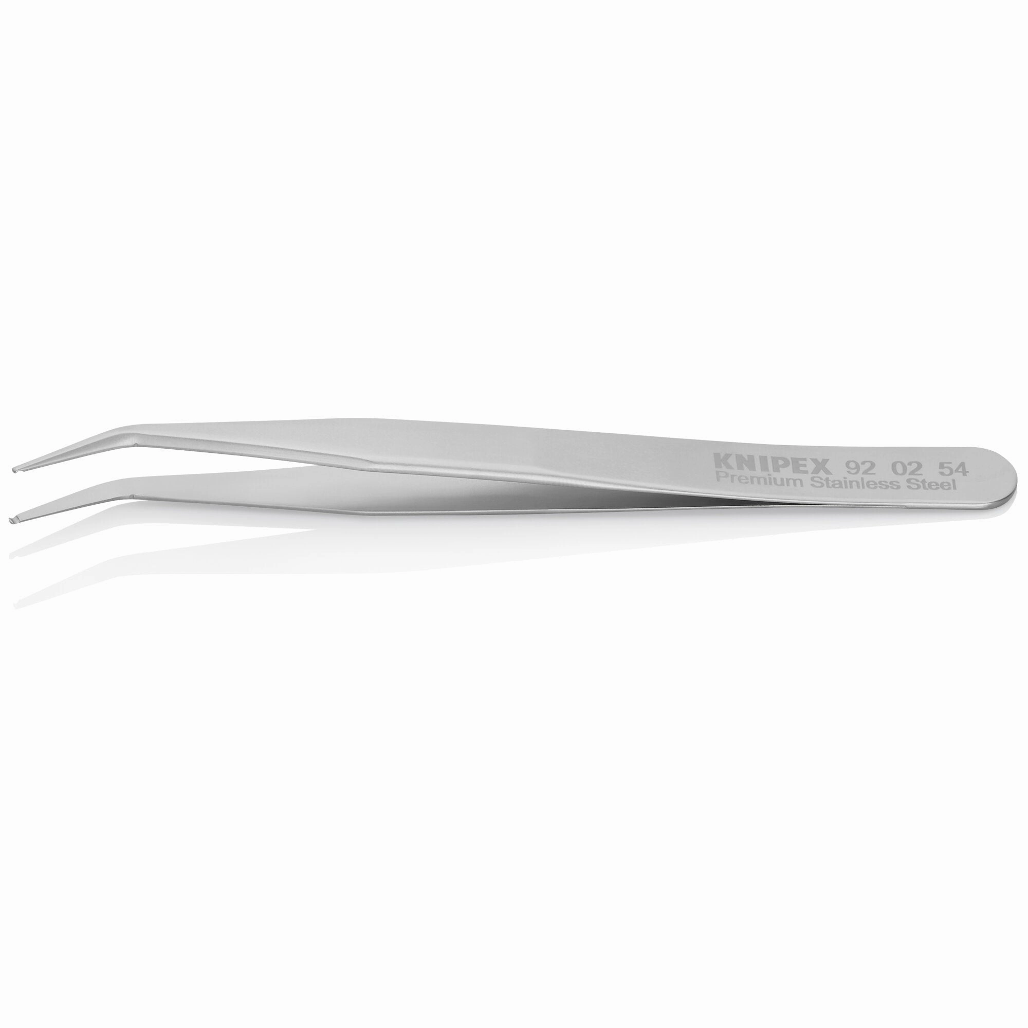 Knipex 92 02 54 4 1/2" Premium Stainless Steel Positioning Tweezers-45Angled-SMD