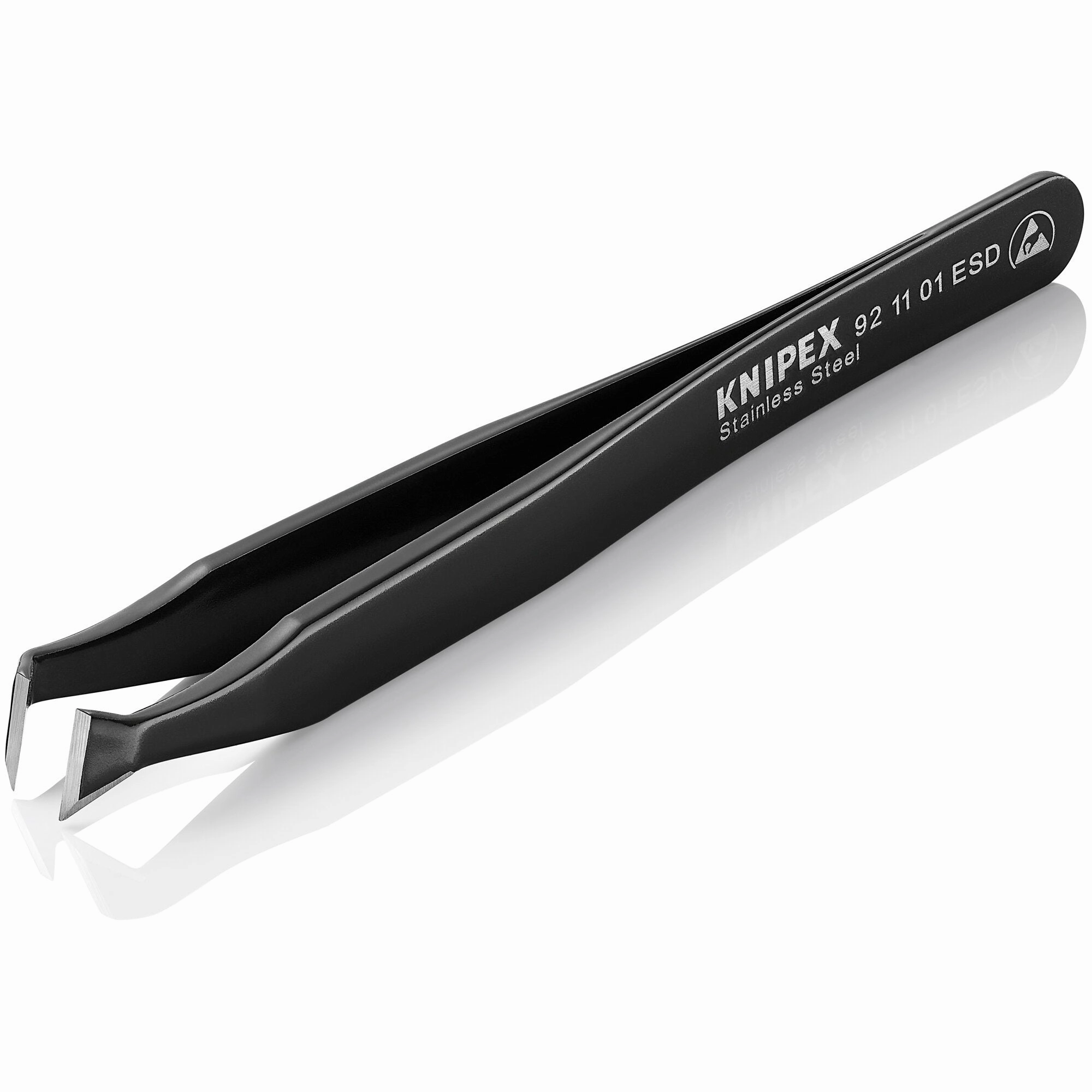 Knipex 92 11 01 ESD 4 1/2" Stainless Steel Cutting Tweezers-35Angled-ESD