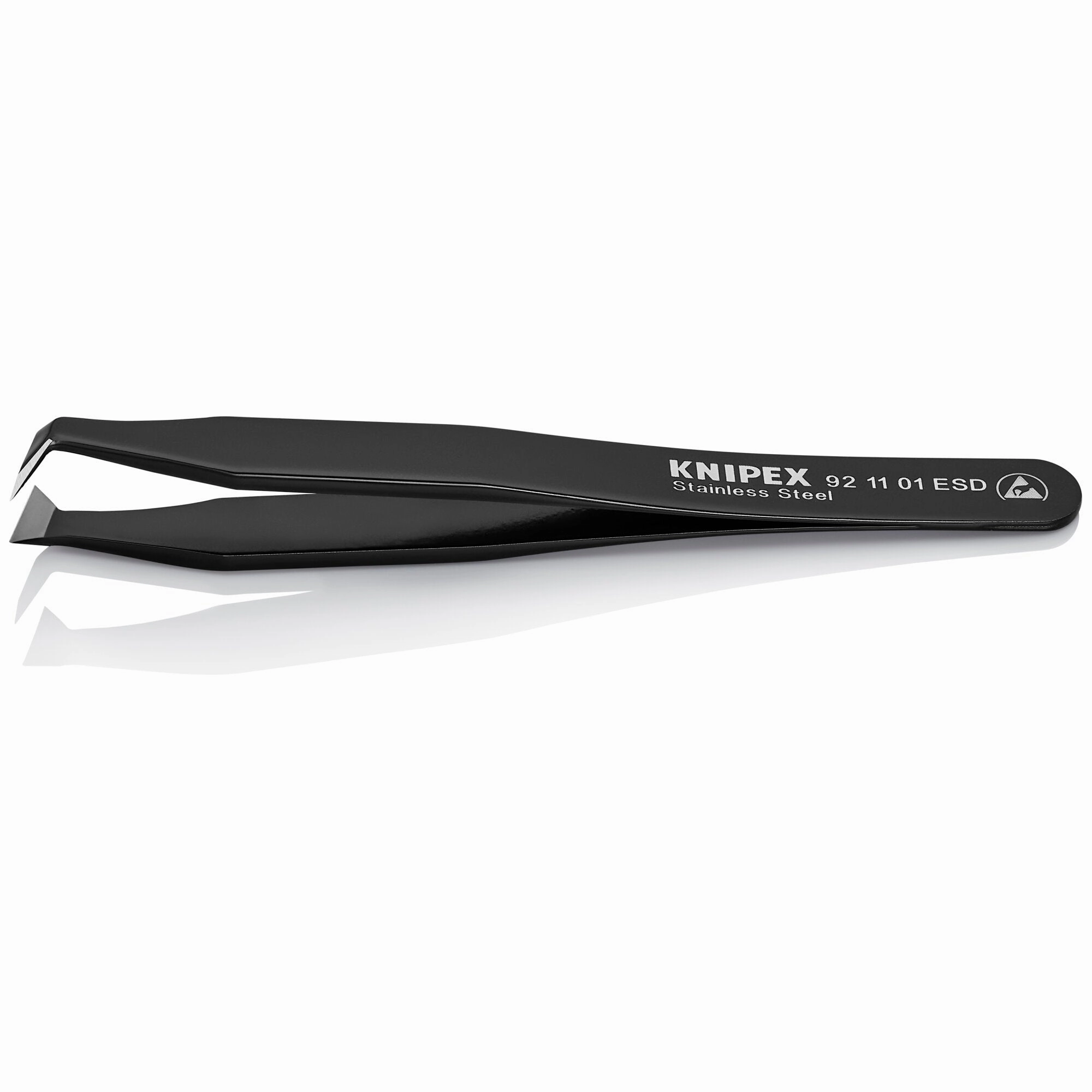 Knipex 92 11 01 ESD 4 1/2" Stainless Steel Cutting Tweezers-35Angled-ESD
