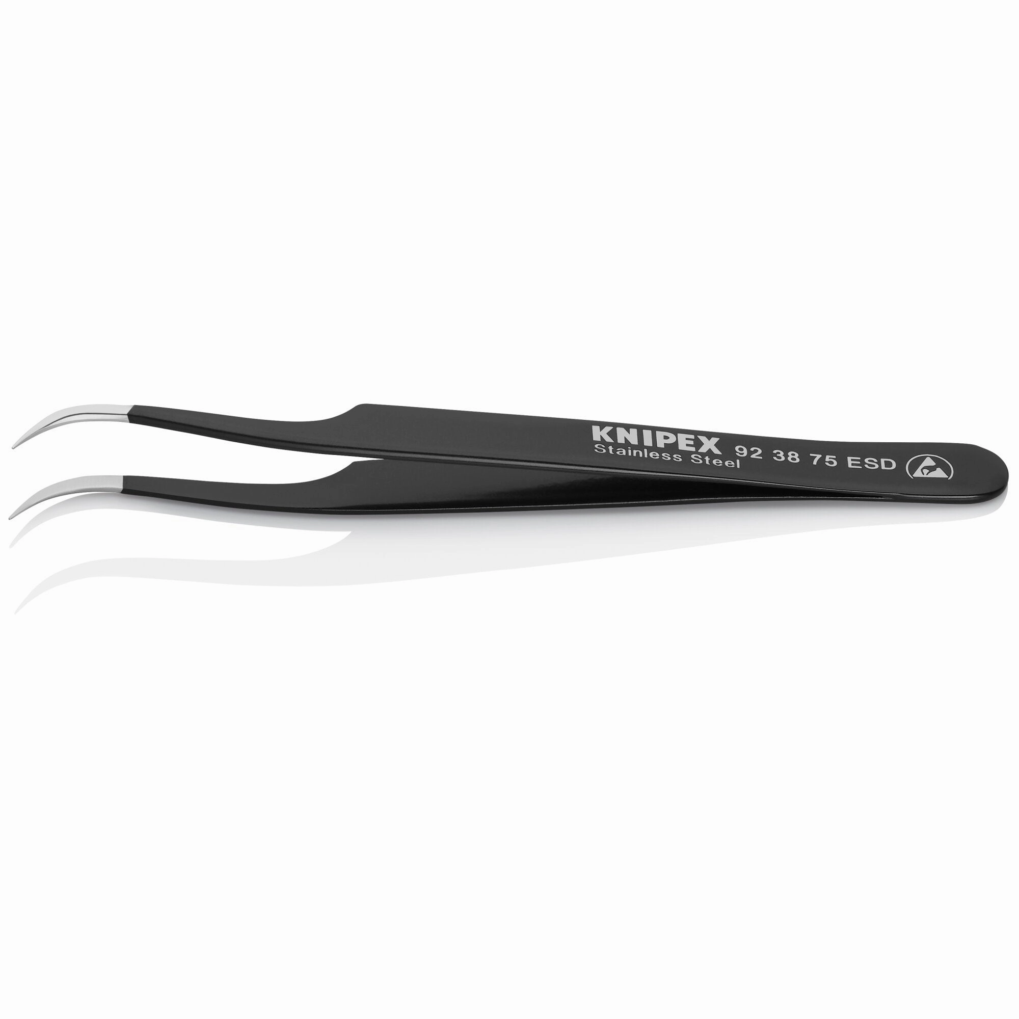 Knipex 92 38 75 ESD 4 3/4" Stainless Steel Gripping Tweezers--35 Angled-Needle-Point Tips-ESD