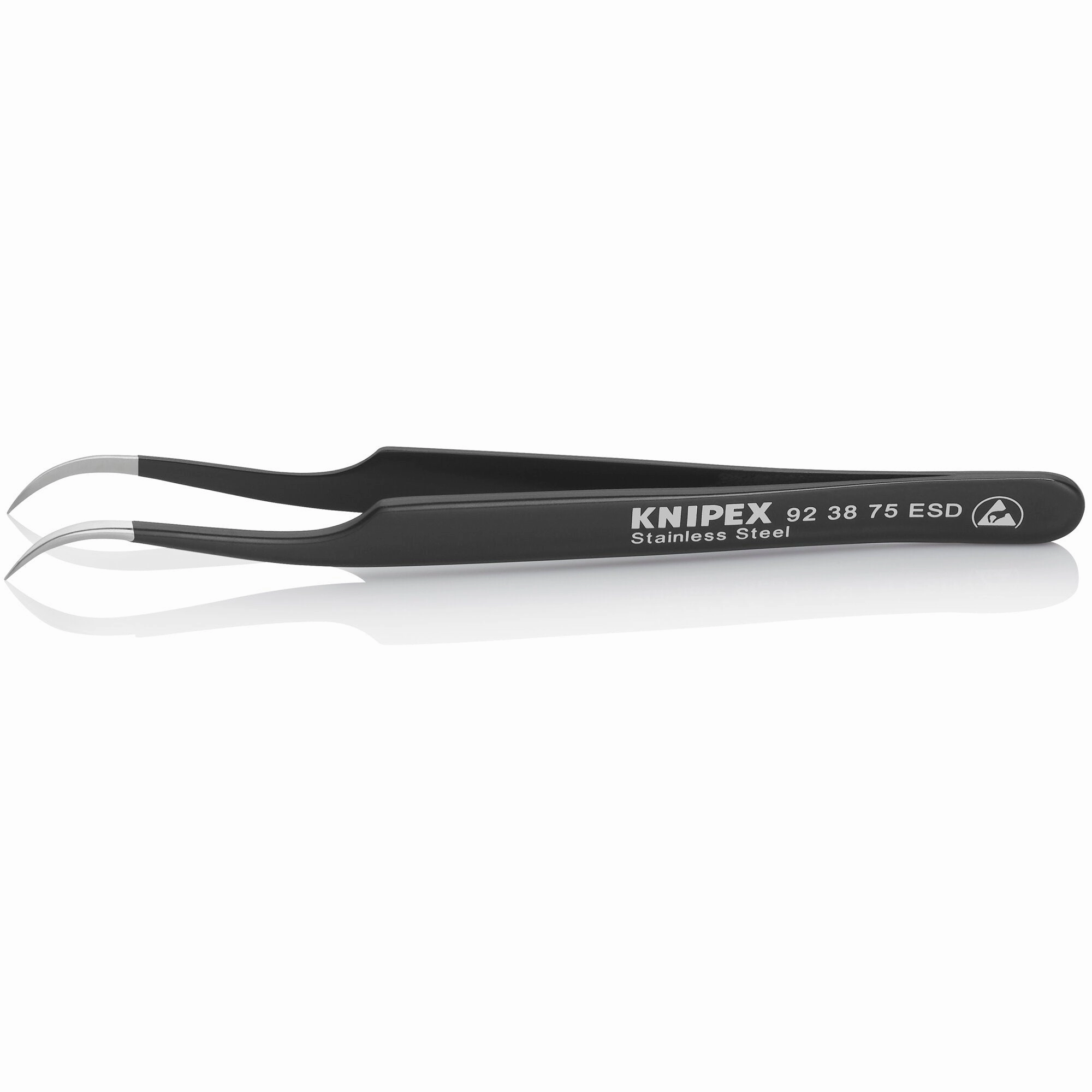 Knipex 92 38 75 ESD 4 3/4" Stainless Steel Gripping Tweezers--35 Angled-Needle-Point Tips-ESD